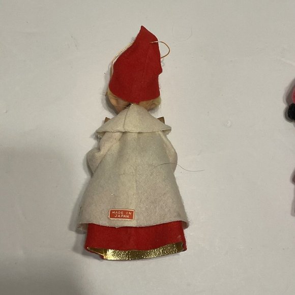 3- VINTAGE CHRISTMAS Ornaments PIXIE ELF KNEE HUGGERS Choir Rubber Face Japan - Picture 7 of 11